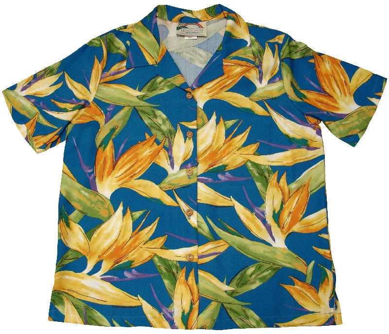 Watercolor Bird of Paradise Women's Hawaiian Camp Shirt Layered Multi-layer Single Layer Watercolor Bird of Paradise Women's Hawaiian Camp Shirt Layered Multi-layer Single Layer