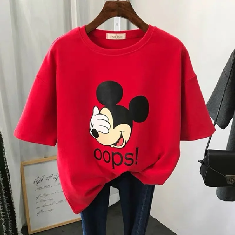 Women kawaii style mickey mouse printed Tshirt Streetwear Plus Size Loose Female tops tee girl Harajuku Clothes Short Sleeve Houndstooth Herringbone Solid Women kawaii style mickey mouse printed Tshirt Streetwear Plus Size Loose Female tops tee girl Harajuku Clothes Short Sleeve Houndstooth Herringbone Solid