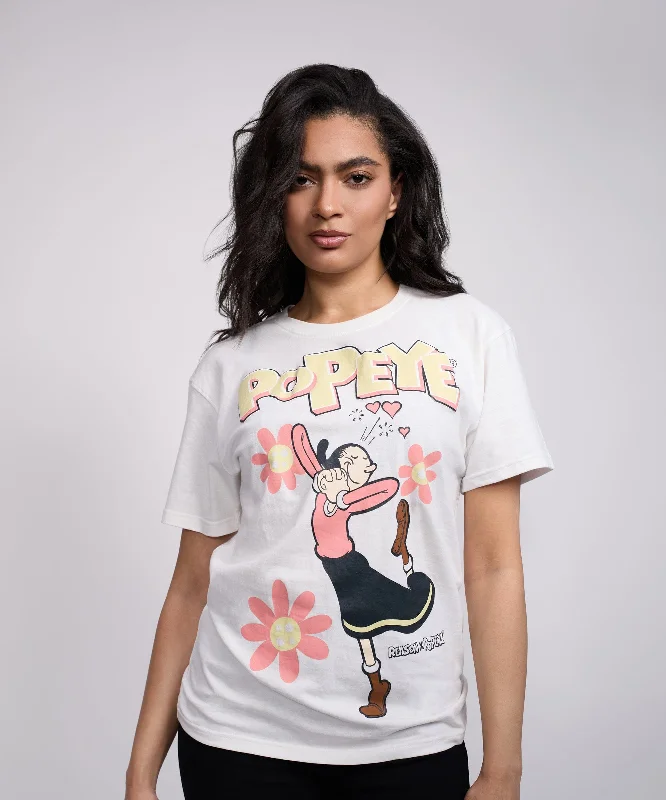 Womens Popeye Olive Oyl Short Sleeve Tee - White Lace Blend Ribbed Blend Corduroy Blend Womens Popeye Olive Oyl Short Sleeve Tee - White Lace Blend Ribbed Blend Corduroy Blend