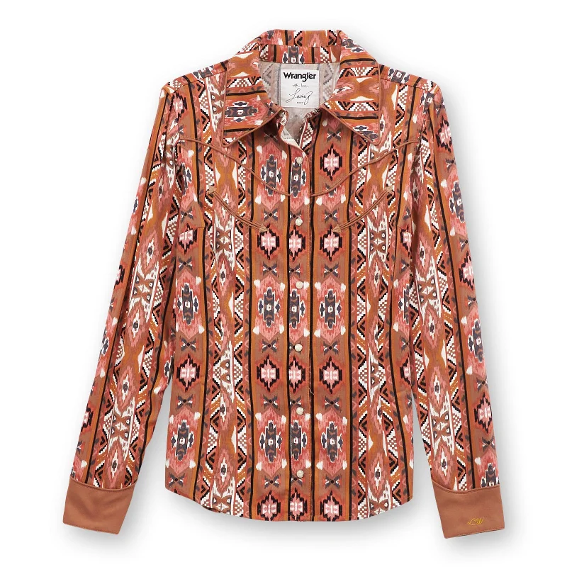 Wrangler Lainey Wilson Chestnut Checotah Long Sleeve Western Shirt Modern Contemporary Chic Wrangler Lainey Wilson Chestnut Checotah Long Sleeve Western Shirt Modern Contemporary Chic