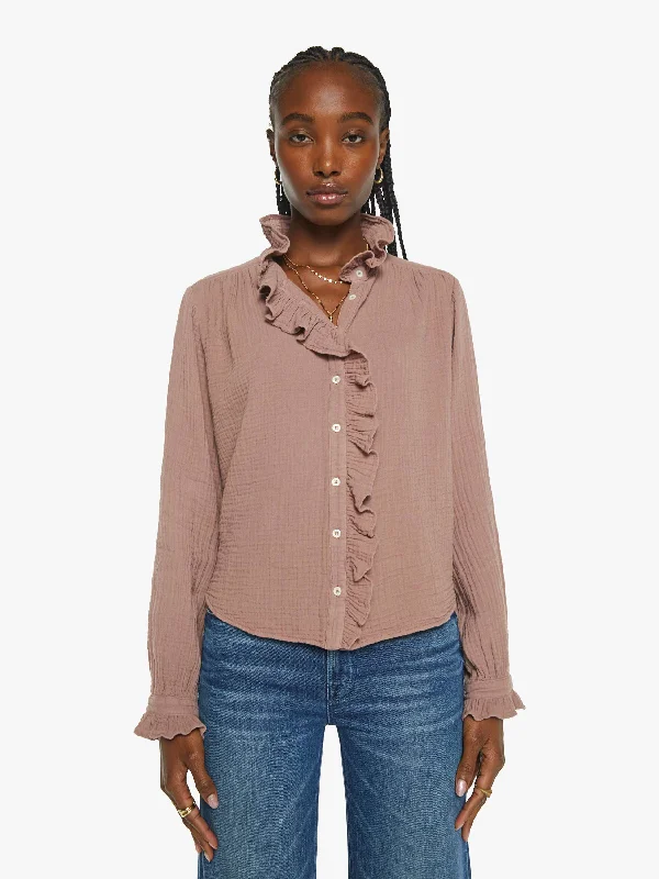 XiRENA Gillian Shirt - Dusty Rose Notch Collar Peter Pan Collar Cowl Neck