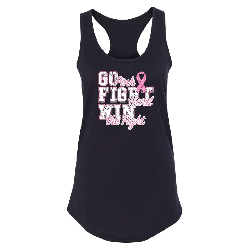 Zexpa Apparel™ Fight Hard Win The Fight Women's Racerback Breast Cancer Awareness Shirt Knit Fabric Woven Fabric Fleece Fabric Zexpa Apparel™ Fight Hard Win The Fight Women's Racerback Breast Cancer Awareness Shirt Knit Fabric Woven Fabric Fleece Fabric