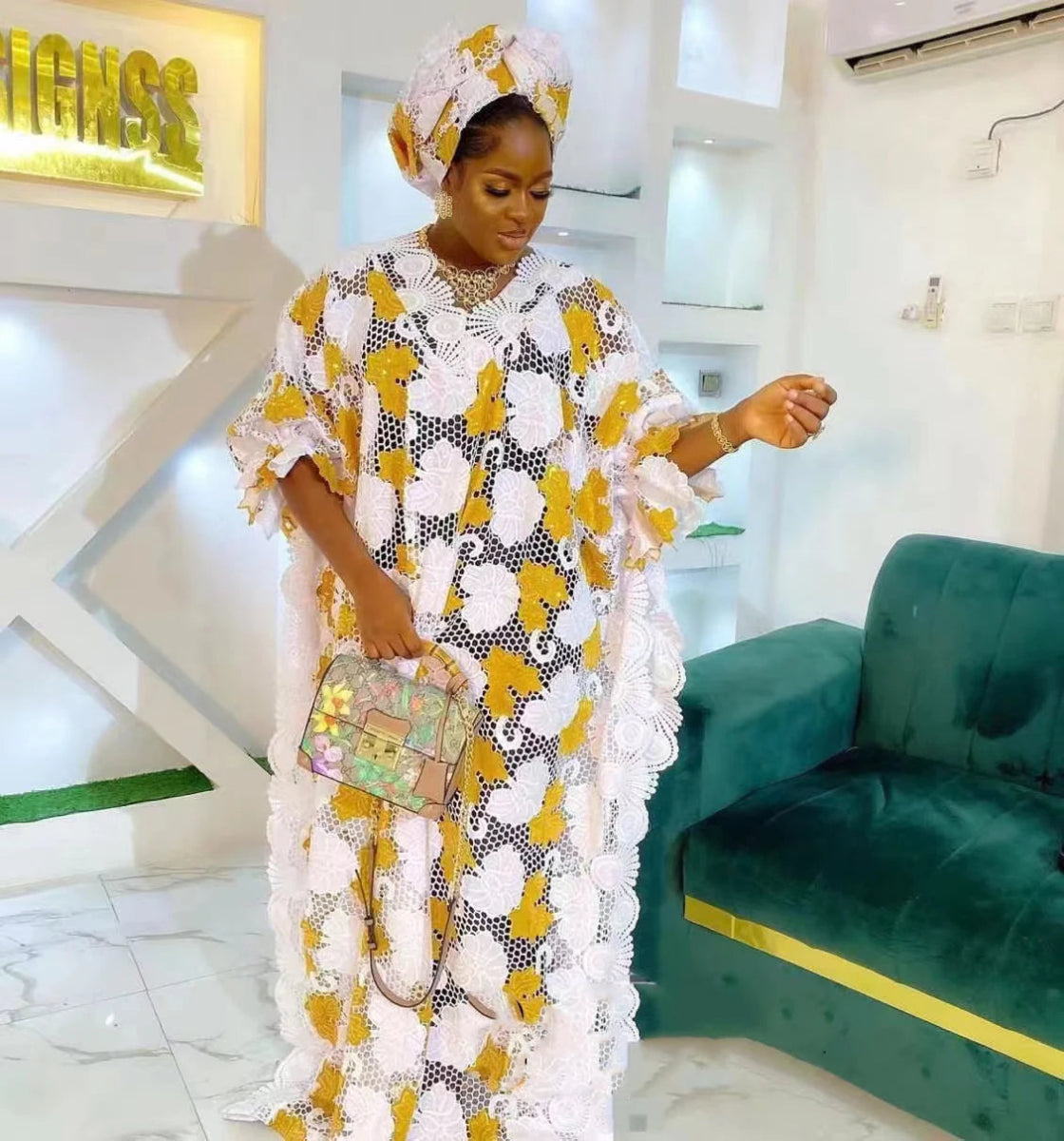 African Women’s Dashiki Abaya – Stylish Loose Long Evening Maxi Dress with Inside Skirt for Dancing & Parties Stylish Maxi Dress with Frills