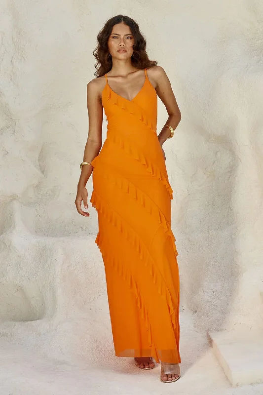 Beloved Maxi Dress - Orange Stylish Longline Maxi Dress