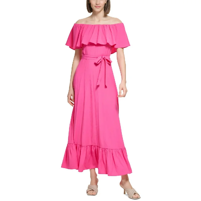 Womens Crinkled Long Maxi Dress Stylish Pleated A-Line Maxi Dress