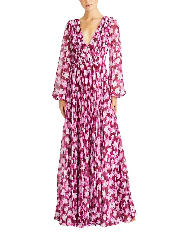 Ml Monique Lhuillier Melanie Chiffon Maxi Dress Cozy Open-Back Maxi Dress