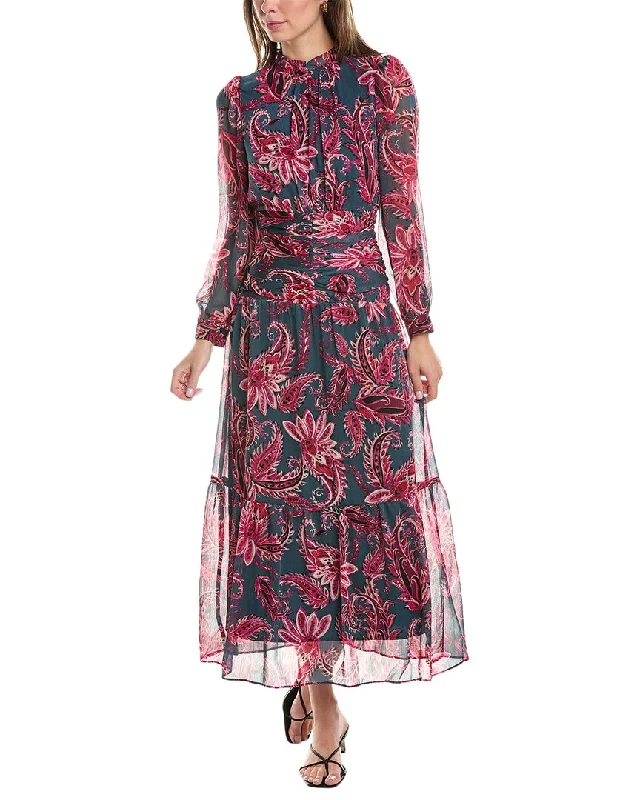 Maggy London High-Neck Maxi Dress Comfortable Satin Maxi Dress