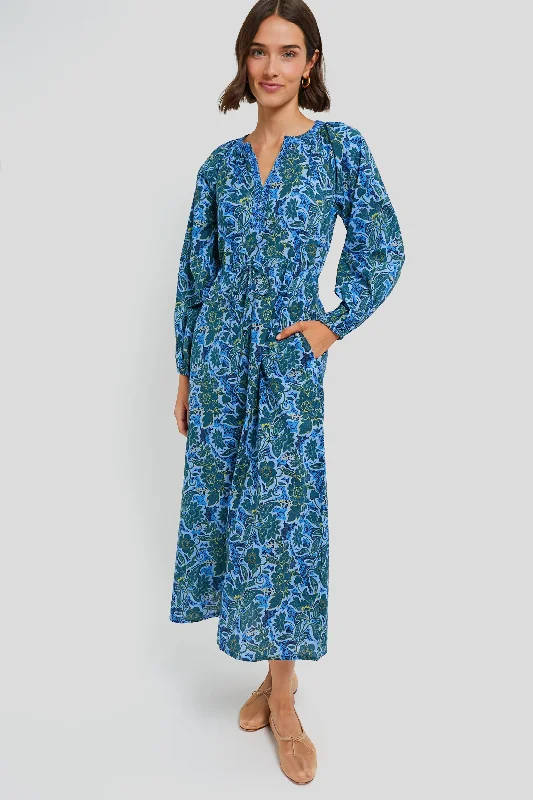 Blue Vayu Amalfi Maxi Dress Comfortable Maxi Dress with Sleeves