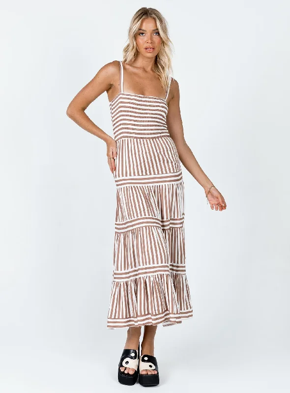Caleb Maxi Dress Brown / White Classic Black Maxi Dress