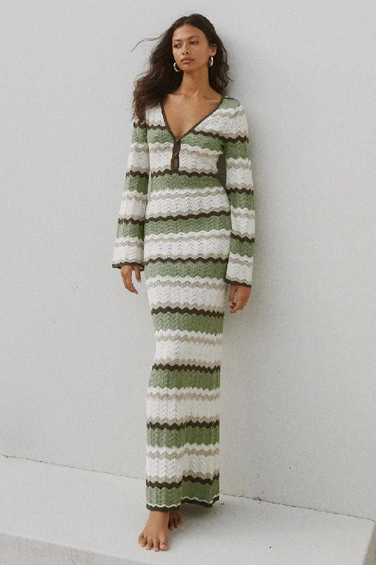 Capri Maxi Dress - Green Fashionable High-Waist Maxi Dress