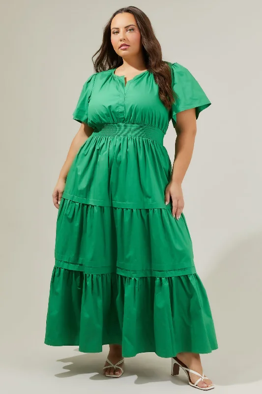 Cider Palmer Poplin Maxi Dress Curve Trendy Floral Print Maxi Dress
