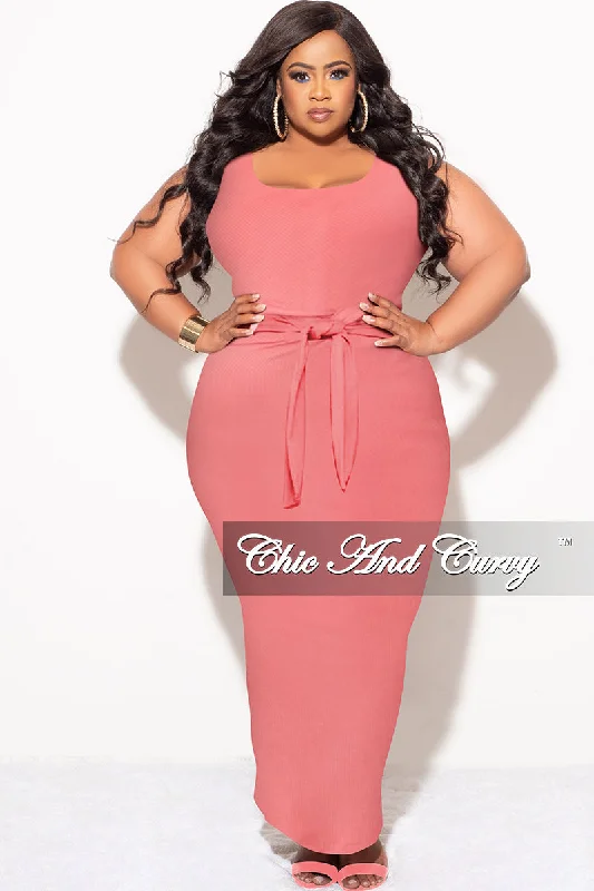 Final Sale Plus Size Sleeveless Maxi Dress with Waist Tie in Mauve Cozy Knitted Maxi Dress Final Sale Plus Size Sleeveless Maxi Dress with Waist Tie in Mauve Cozy Knitted Maxi Dress