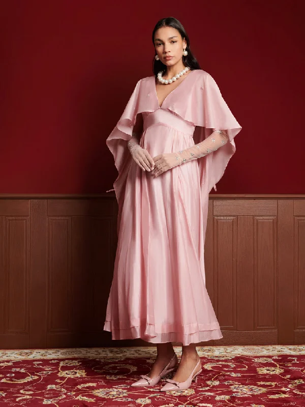 <b>DREAM</b> Crystal Cape Maxi Dress Classic V-Neck Maxi Dress