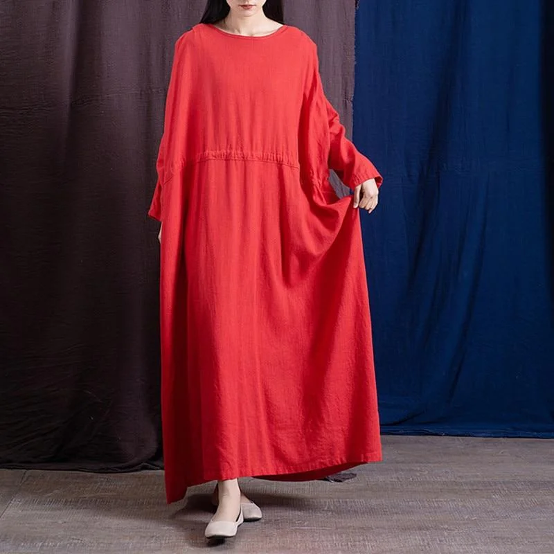 Drawstring Empire Waist Maxi Dress  | Zen Comfortable T-Shirt Maxi Dress