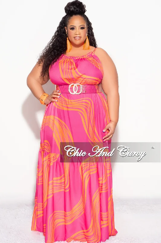Final Sale Plus Size Sleeveless 1 Tiered Maxi Dress in Fuchsia Trendy Floral Print Maxi Dress Final Sale Plus Size Sleeveless 1 Tiered Maxi Dress in Fuchsia Trendy Floral Print Maxi Dress