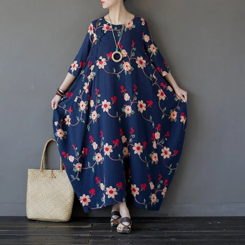 Floral Beauty Embroidered Maxi Dress Fashionable Chiffon Maxi Dress