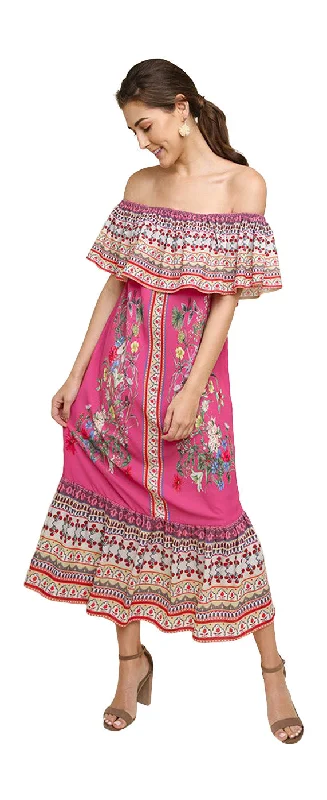 Floral Scarf Maxi Dress, Pink Trendy Short Sleeve Maxi Dress