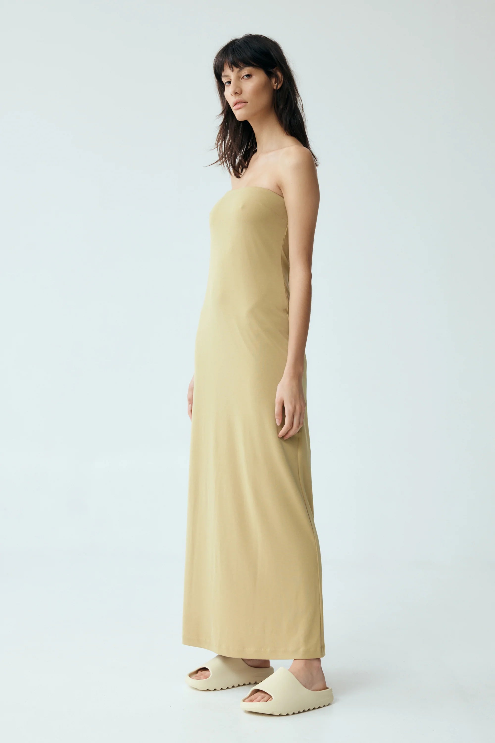 Form Strapless Maxi Dress | Khaki Classic Solid Maxi Dress