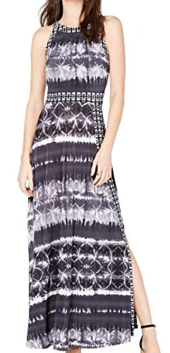 INC Tie Dye Border-Print Maxi Dress Cozy Open-Back Maxi Dress