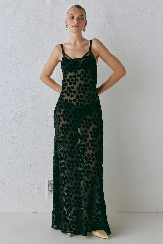 Iris Bias Cut Maxi Dress Black Trendy Button Front Maxi Dress