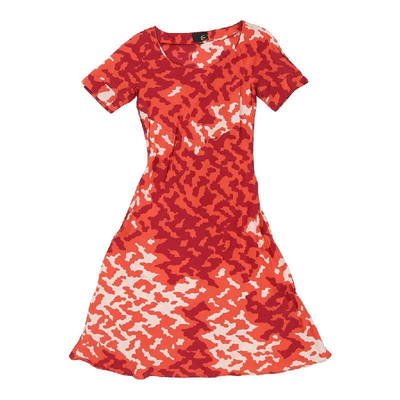 Just Cavalli Maxi Dress - Large Orange Silk Comfortable Fit-and-Flare Maxi Dress
