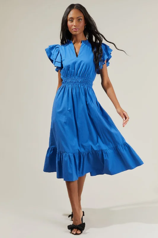 Kinny Poplin Maxi Dress Comfortable Maxi Dress with Sleeves