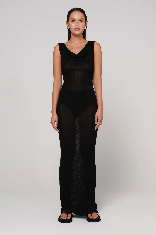 Kyra Maxi Dress - Black Trendy A-Line Maxi Dress