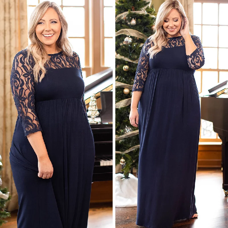 Looking Elegant Maxi Dress, Navy Stylish Button-Up Maxi Dress