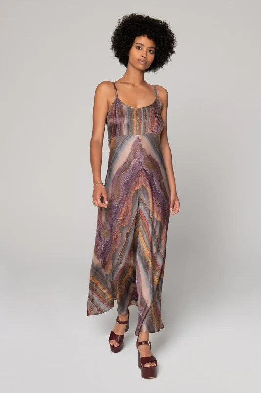 Lost Horizon Bias Maxi Dress - Multi Comfortable Long-Sleeve Maxi Dress