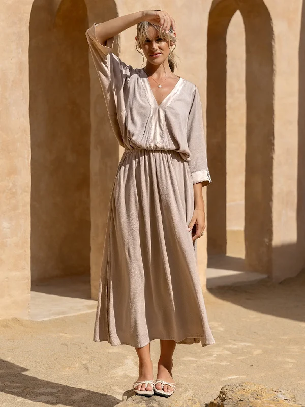 Lucrezia Maxi Dress Misty Rose Trendy Maxi Dress with Bow