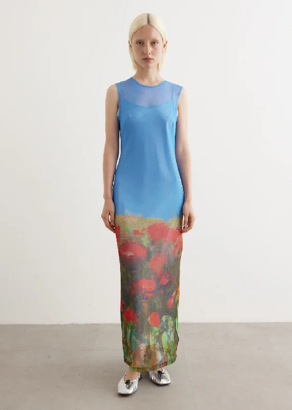 Mesh Maxi Dress Fashionable Off-Shoulder Maxi Dress