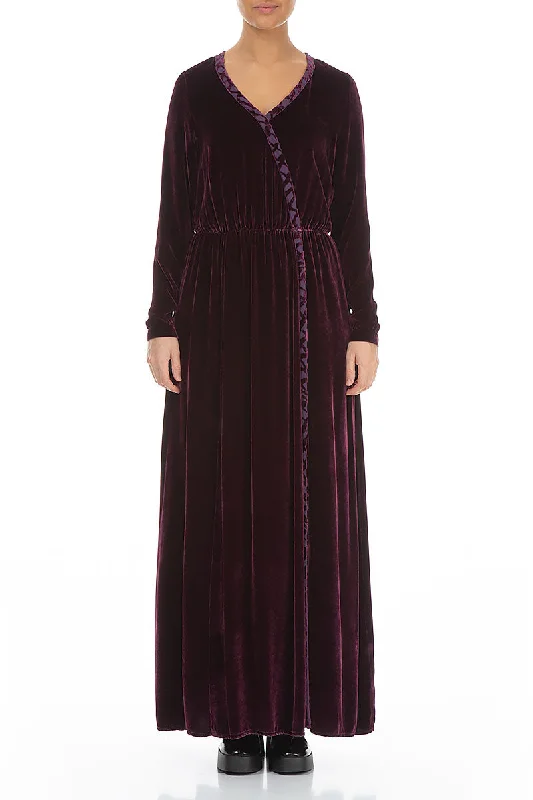 Mulberry Silk Velvet Maxi Dress Elegant Velvet Maxi Dress