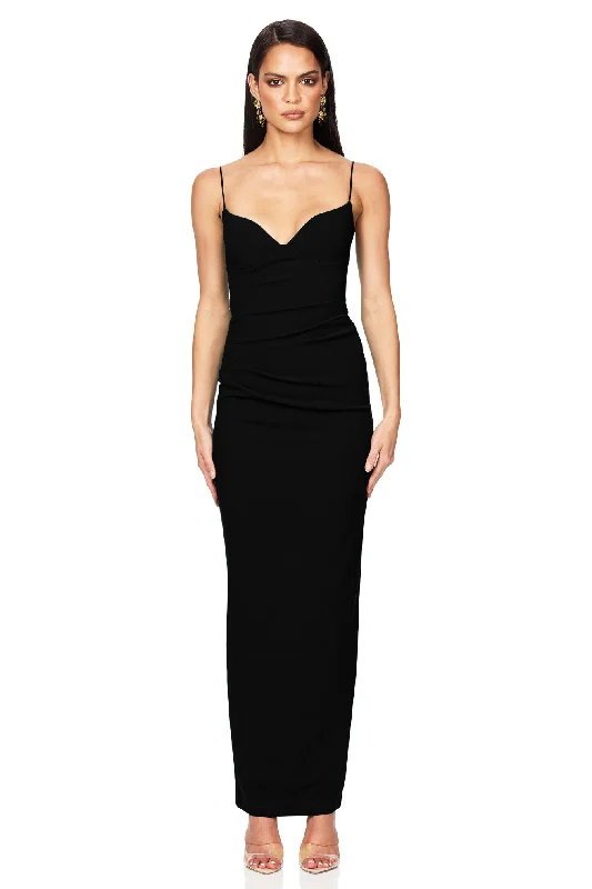 Nookie Affinity Maxi Dress - Black Elegant Maxi Dress with Ruffles