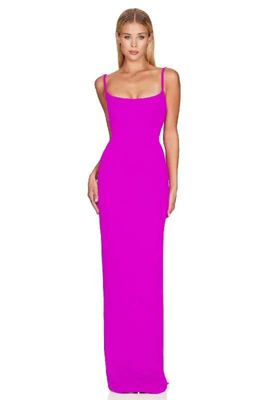 Nookie Bailey Maxi Dress - Electric Pink Chic Off-Shoulder Maxi Dress