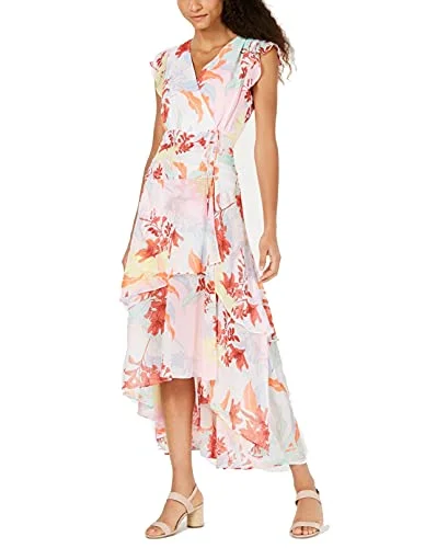 Printed Layered Maxi Dress Trendy Fit-and-Flare Maxi Dress
