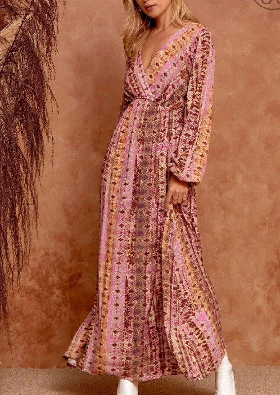Savanna Jane Fun Print Maxi Dress Comfortable Pleated Maxi Dress