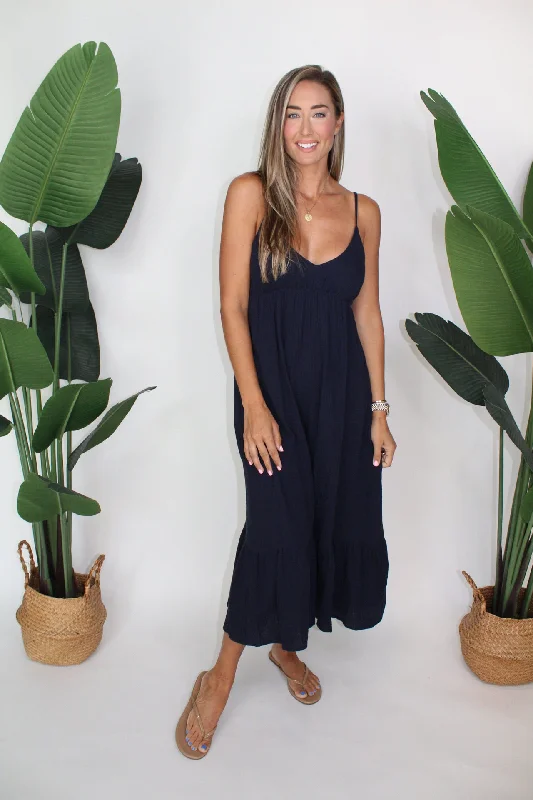 Splendid Kit Gauze Maxi Dress Navy Cozy Knitted Maxi Dress