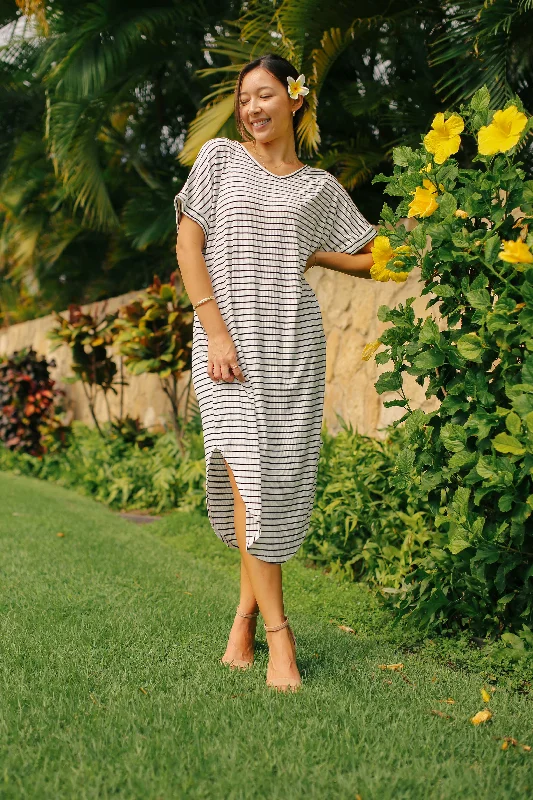 Striped T-Shirt Maxi Dress Elegant Sleeveless Maxi Dress