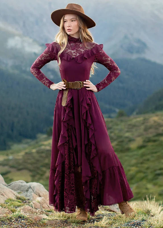 Sveta Maxi Dress in Oxblood Casual Maxi Dress with Pockets