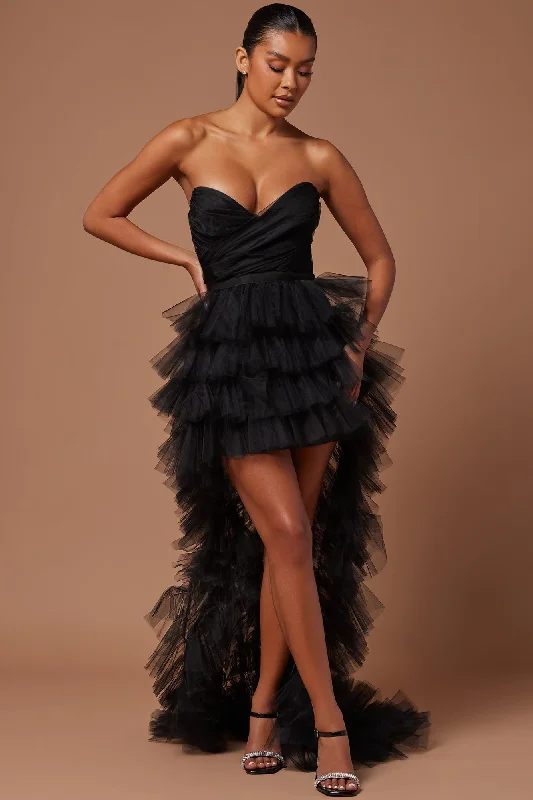 Sweetheart Tulle Maxi Dress - Black Elegant Silk Maxi Dress
