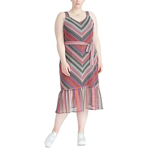 Trendy Plus Size Striped Maxi Dress Fashionable Maxi Dress with Fringe