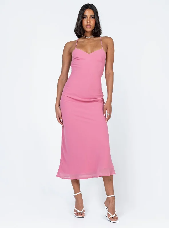 Trudy Maxi Dress Pink Elegant Maxi Dress with Ruffles