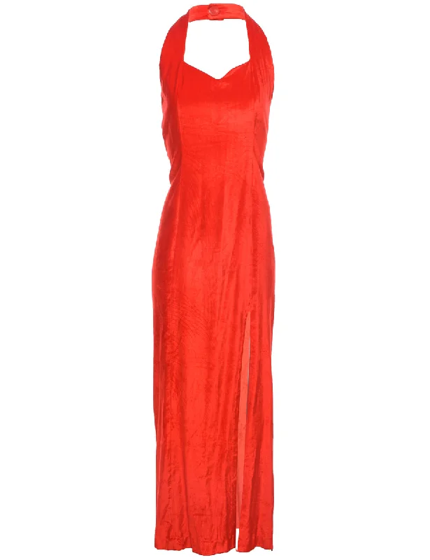 Velour Maxi Dress - S Elegant Maxi Dress with Pockets