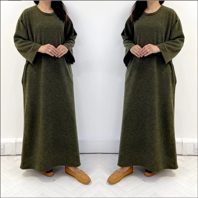 Waffle Knit Maxi Dress Stylish Pleated A-Line Maxi Dress