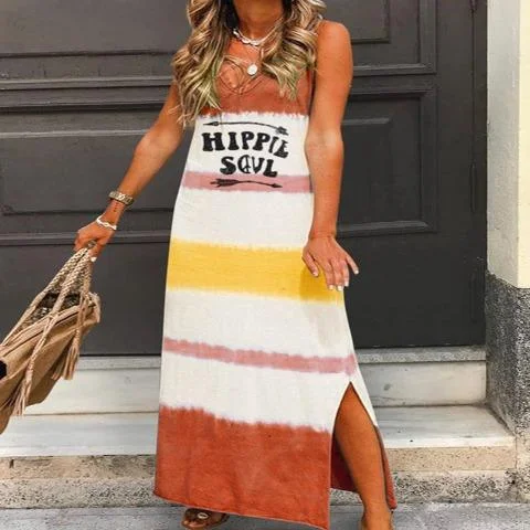 Willow Hippie Striped Maxi Dress Chic Summer Floral Maxi Dress