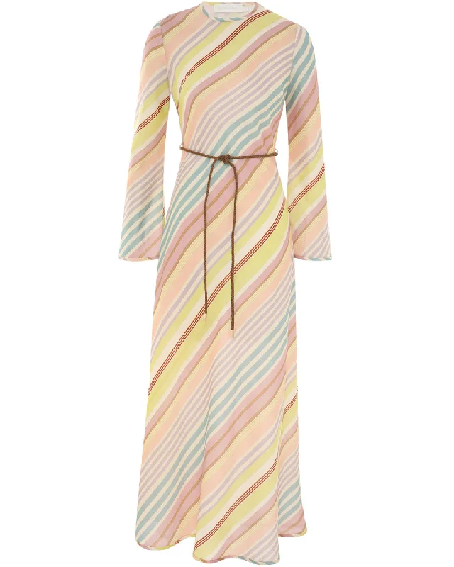 Stripe Halliday Bias Maxi Dress Stylish V-Neck Maxi Dress