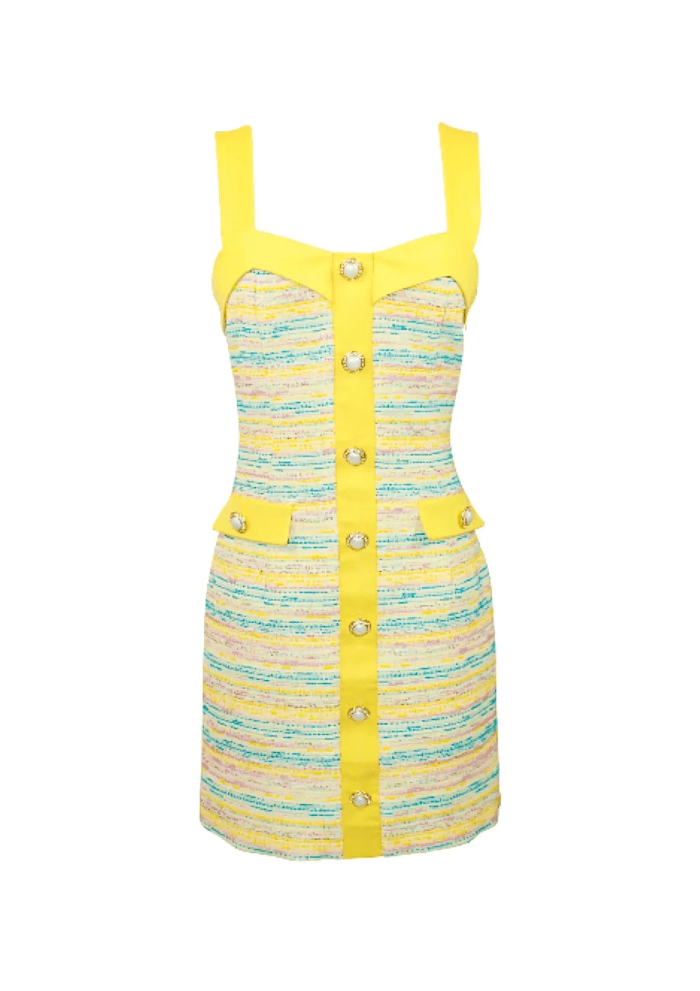 YELLOW MINI DRESS Stylish Ribbed Mini Dress