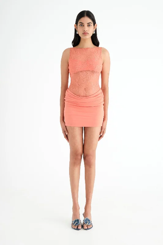 Benni Raffy Mini Dress - Grapefruit Fashionable Button-Front Mini Dress