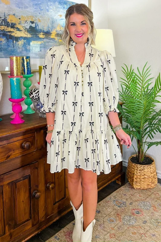 Bow-tiful Mini Dress - Natural Trendy Tie-Dye Mini Dress