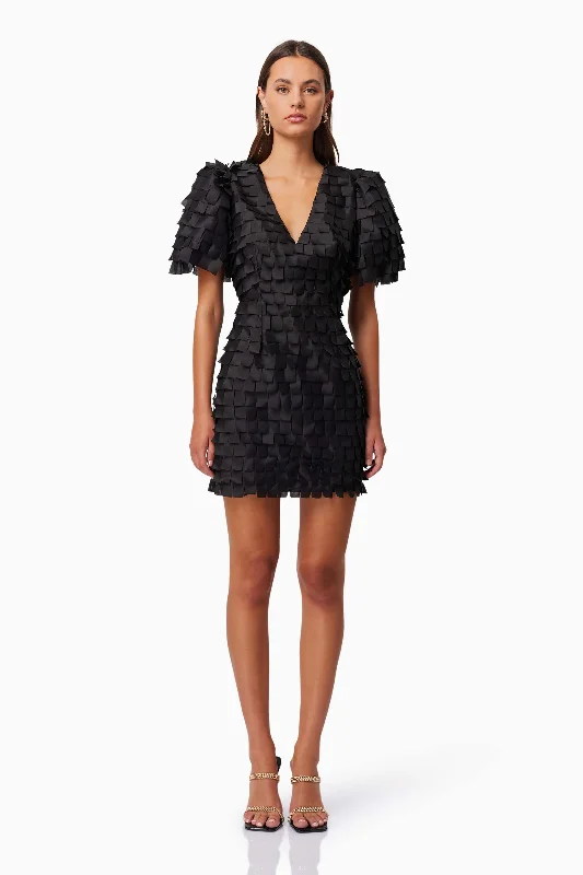 Elliatt Hailey Mini Dress - Black Stylish Ruffle Mini Dress